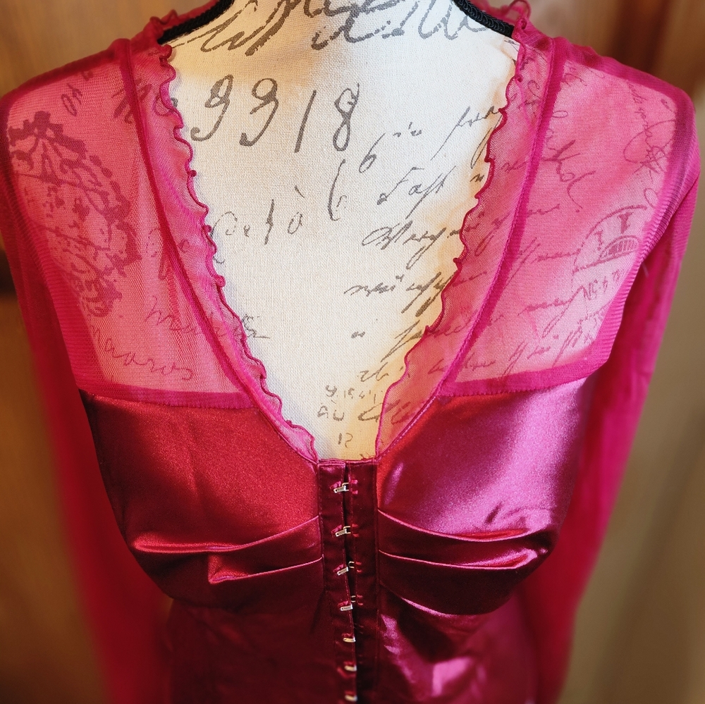 Vintage Forenza Red Corset Style Shirt size 16 - Picture 2 of 10